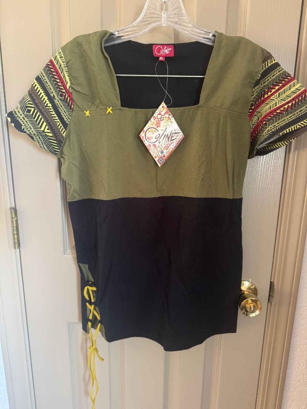 NWT Coline green black cotton shirt Sz XL